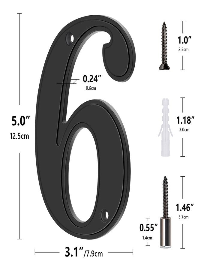 Emotionlite House Numbers 6, Emotionlite House Address Numbers, Black Large Modern House Numbers for Outside, Metal Mailbox Number, 5" Zinc Alloy Style - Image 5